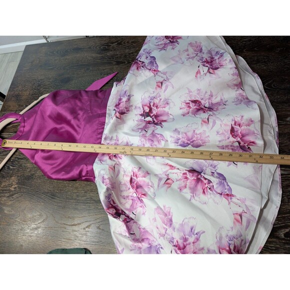 Ellie Wilde Dress Womens 12 Purple Floral Halter Prom - Picture 9 of 9